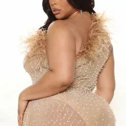 Fashion Nova Share Your Location Feather Midi Dress - Nude -Fashion Nova Dresses Shop 1 03 22Studio2 RT MJ 10 25 24 4 BDS31403P1 Nude 7829 PLUS EH