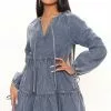 Fashion Nova Tall Alpine Denim Mini Dress - Medium Wash