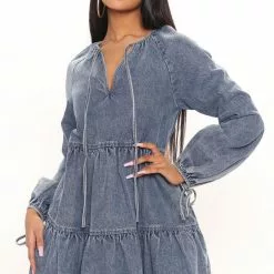 Fashion Nova Tall Alpine Denim Mini Dress - Medium Wash