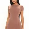 Fashion Nova Kelly Mini Dress - Mocha