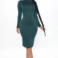 Fashion Nova Kora Midi Dress - Hunter