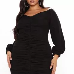 Fashion Nova Baby I'm In Love Ruched Dress - Black 18 Fashion Nova Baby I'm In Love Ruched Dress - Black -Fashion Nova Dresses Shop 10 01 20Studio4 DD JH 14 56 04 62 E2030DFN Black 53054 PLUS EH