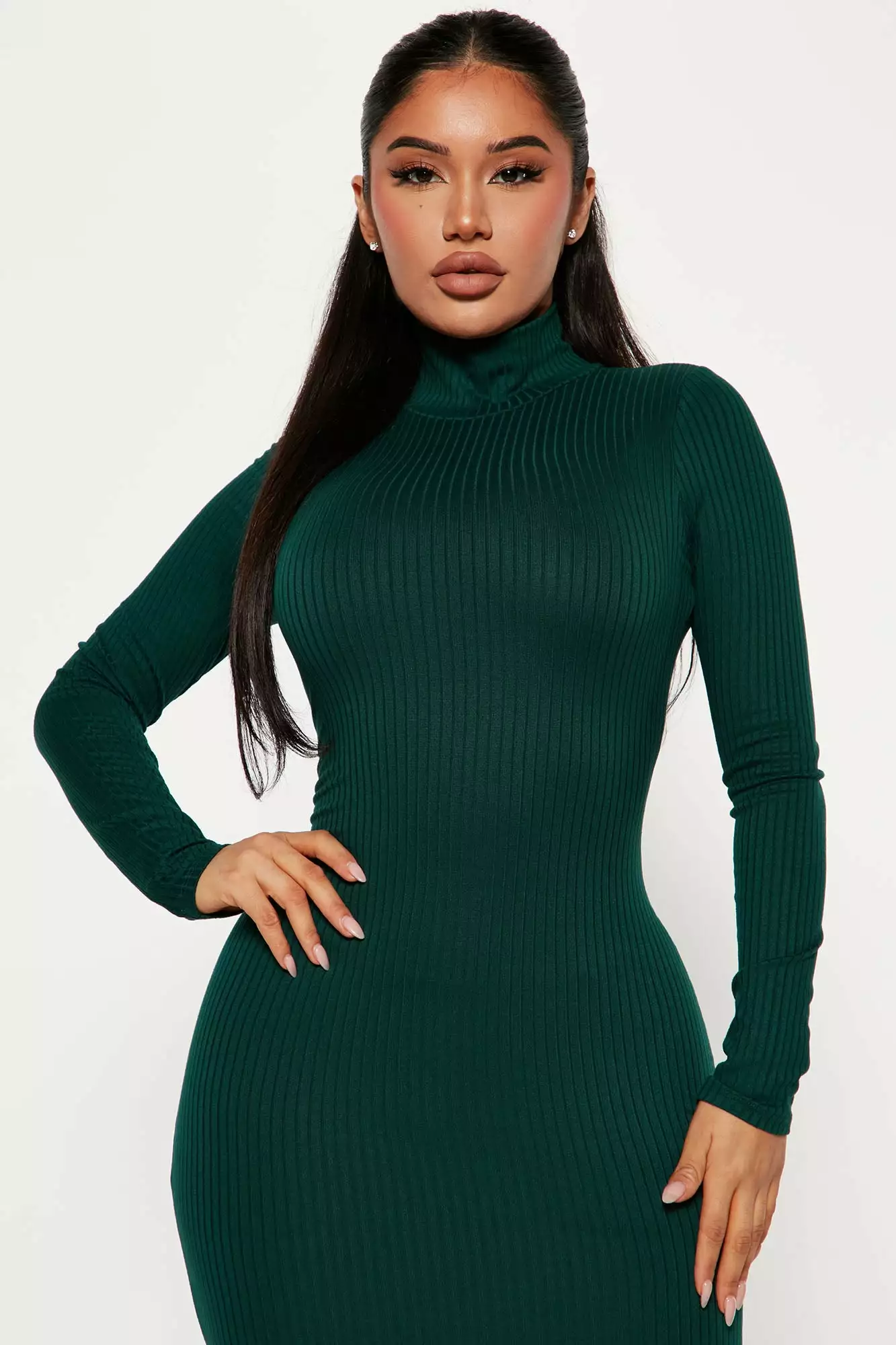 Fashion Nova Amika Ribbed Midi Dress - Green 4 Fashion Nova Amika Ribbed Midi Dress - Green - Image 2