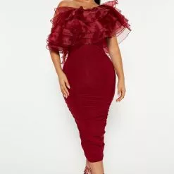 Fashion Nova Love You More Midi Dress - Burgundy