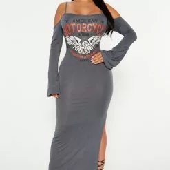 Fashion Nova American Rider Midi Dress - Slate Blue