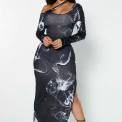 Fashion Nova Bringing The Heat Maxi Dress - Black/combo