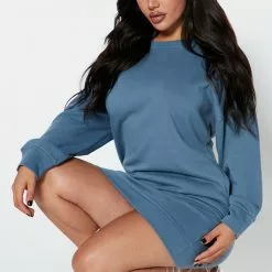 Fashion Nova Sandie Sweatshirt Dress - Blue -Fashion Nova Dresses Shop 10 04 22Studio4 SN KP 13 39 50 60 CFD1357LA Blue 4288 KS