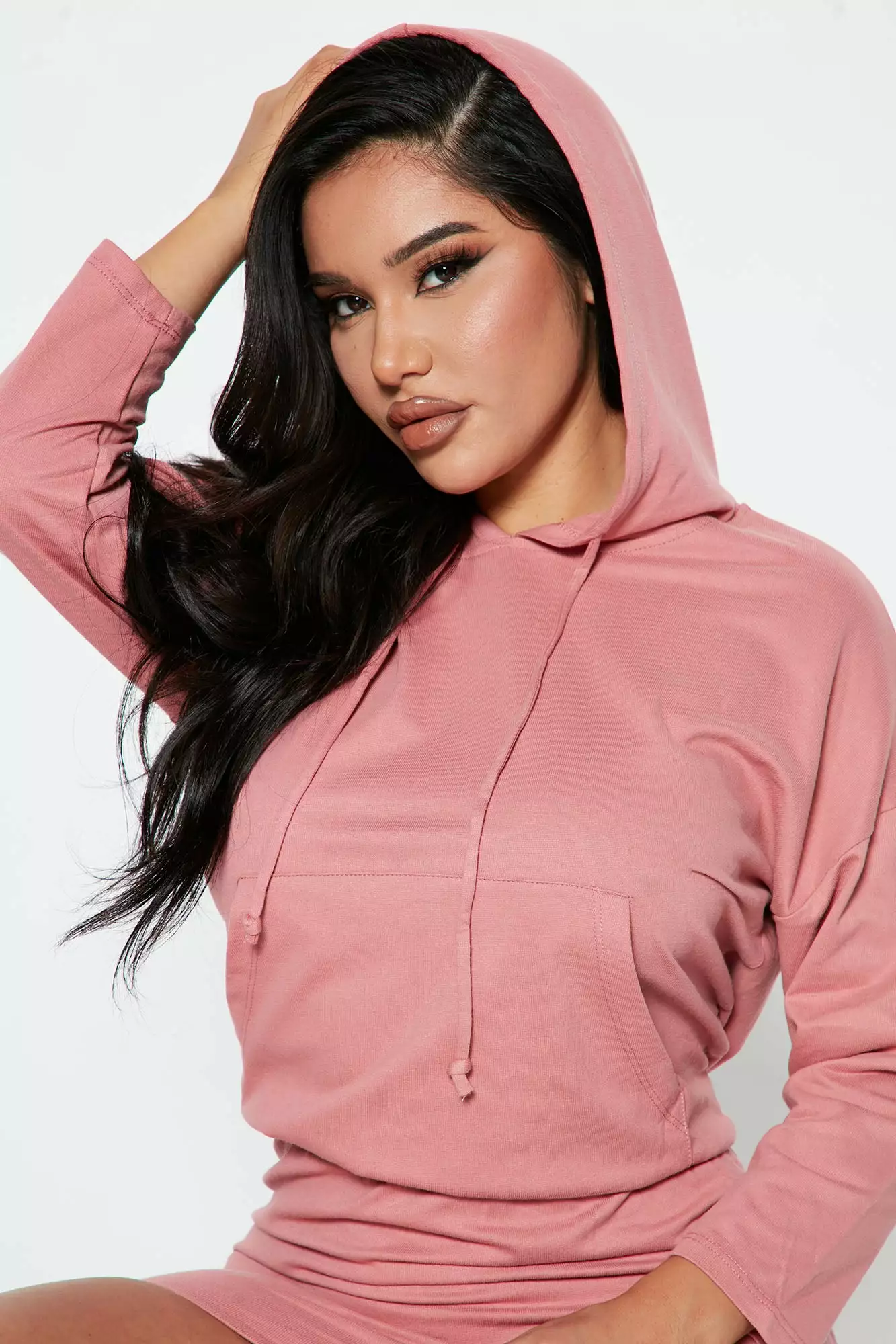 Fashion Nova Brina Hooded Mini Dress - Rose 4 Fashion Nova Brina Hooded Mini Dress - Rose - Image 2