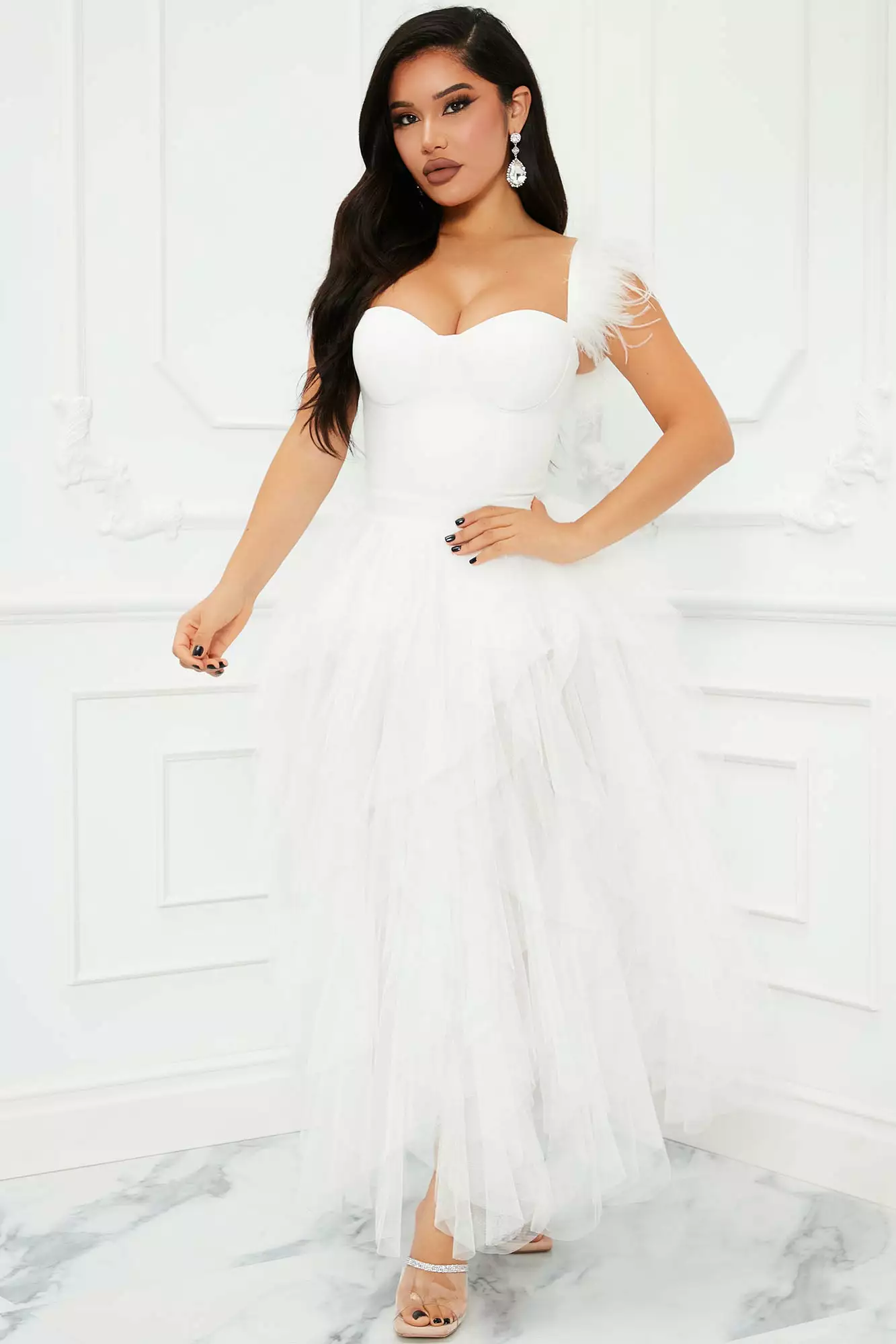 Fashion Nova Camilla Tulle Maxi Dress - White 3 Fashion Nova Camilla Tulle Maxi Dress - White