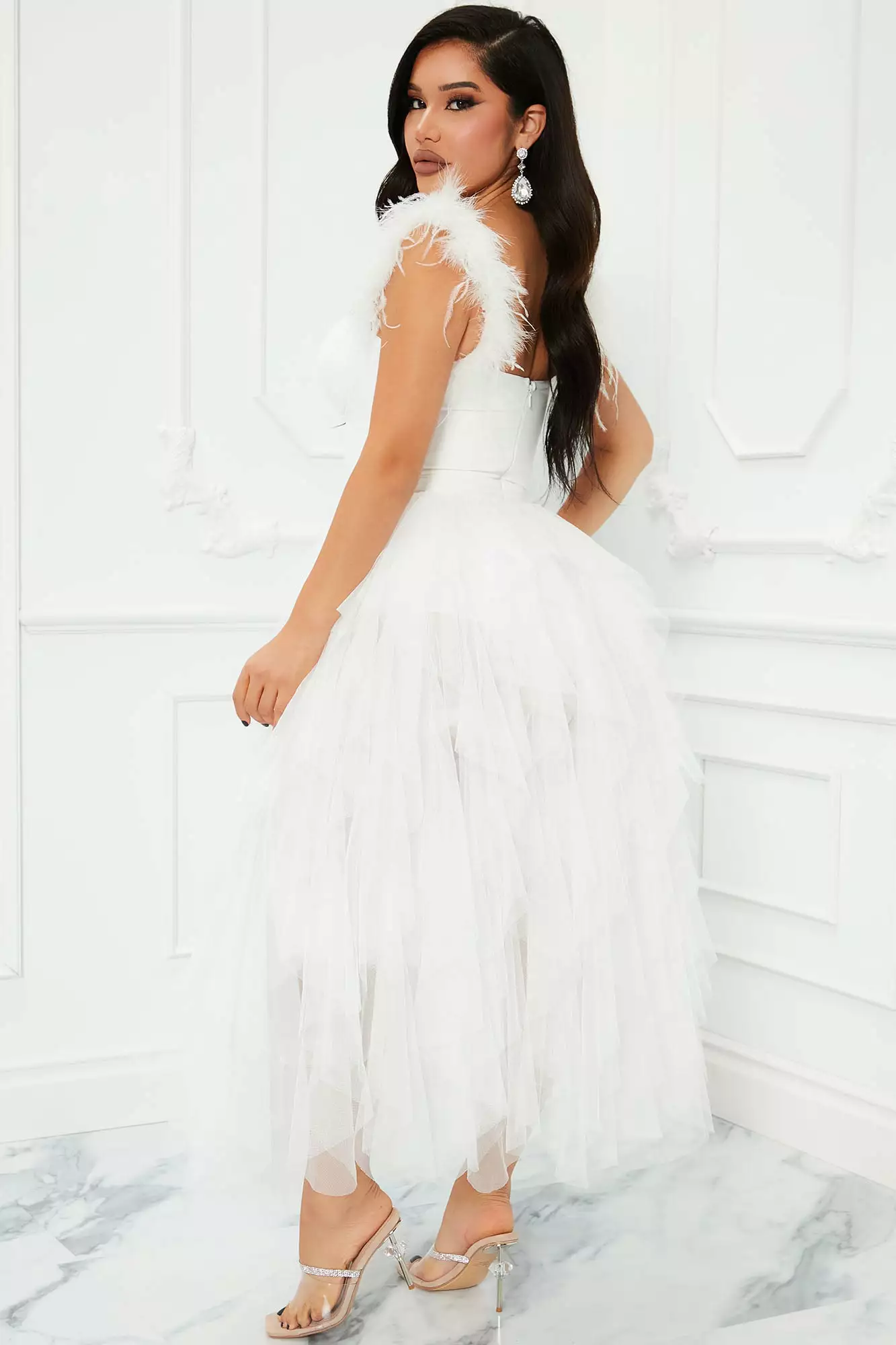 Fashion Nova Camilla Tulle Maxi Dress - White 6 Fashion Nova Camilla Tulle Maxi Dress - White - Image 4