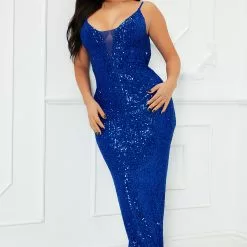 Fashion Nova Giving Life Sequin Maxi Dress - Royal -Fashion Nova Dresses Shop 10 04 22Studio7 SN KP 10 50 02 25 FN2036 Royal 7300 ES