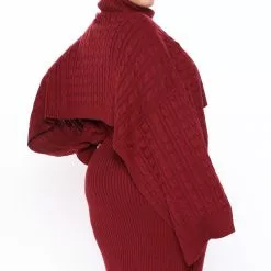 Fashion Nova Another Day Midi Sweater Dress - Burgundy -Fashion Nova Dresses Shop 10 05 20Studio3 EF JH 14 22 19 68 13188 Burgundy 0529 PLUS NT
