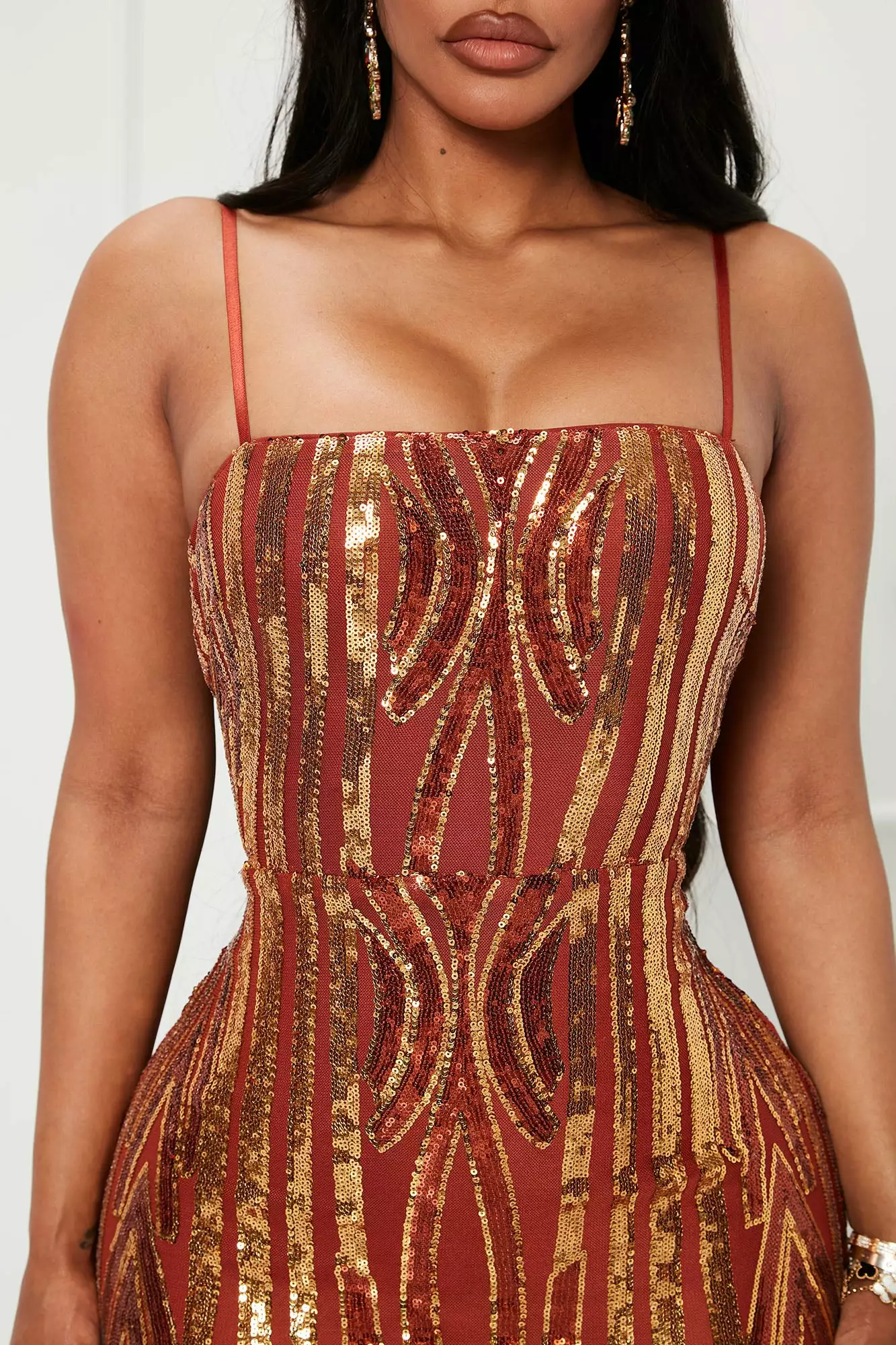 Fashion Nova Raise A Glass Sequin Maxi Dress - Rust/combo 5 Fashion Nova Raise A Glass Sequin Maxi Dress - Rust/combo - Image 3