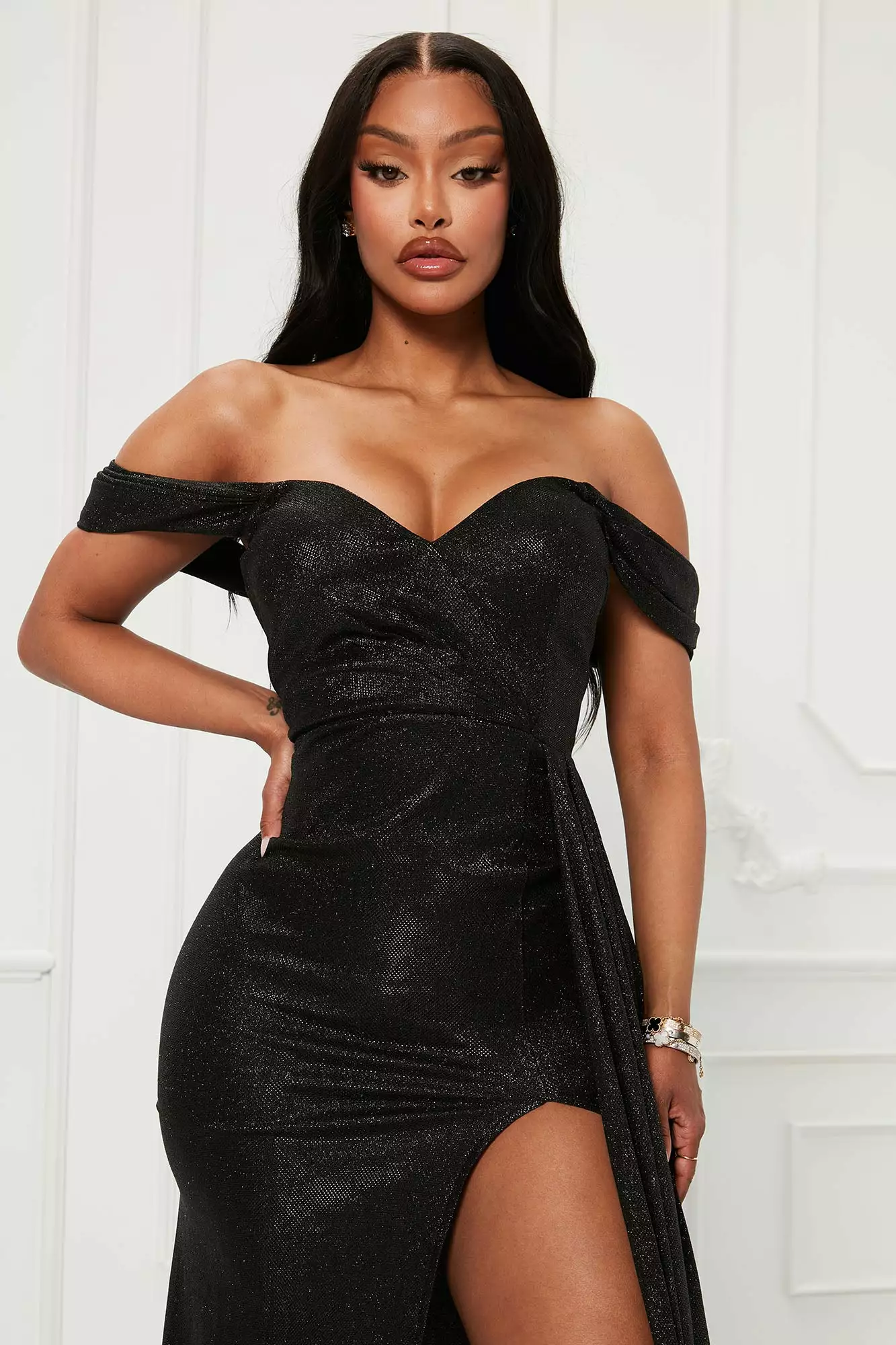 Fashion Nova Valerie Metallic Gown - Black 4 Fashion Nova Valerie Metallic Gown - Black - Image 2