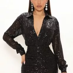 Fashion Nova It's Cocktail Hour Sequin Mini Dress - Black