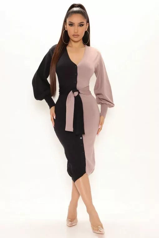 Fashion Nova Rosalee Sweater Midi Dress - Black/combo -Fashion Nova Dresses Shop 10 06 21Studio2 SN KP 12 02 51 57 SD072 Blackcombo 0214 DC