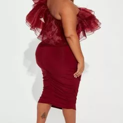 Fashion Nova Love You More Midi Dress - Burgundy -Fashion Nova Dresses Shop 10 06 22Studio1 DM CM 15 17 35 53 D5775 Burgundy 0799 PLUS JB