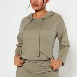Fashion Nova Brina Hooded Mini Dress - Olive