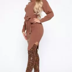 Fashion Nova Out Of Town Midi Sweater Dress - Mocha -Fashion Nova Dresses Shop 10 07 19 Studio 3 JP RE 11 59 29 19 VID9250 Mocha 0997 JK