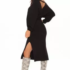 Fashion Nova Wrapped All Around Me Midi Sweater Dress - Black -Fashion Nova Dresses Shop 10 07 20Studio2 MS SA 14 27 22 47 FL20H611 Black 12040 EH