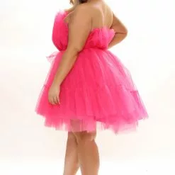 Fashion Nova Exclusive Tulle Mini Dress - Hot Pink -Fashion Nova Dresses Shop 10 07 21Studio1 CE KG 11 52 31 27 HGD021 HotPink 2832 PLUS DC