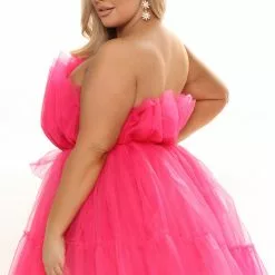 Fashion Nova Exclusive Tulle Mini Dress - Hot Pink -Fashion Nova Dresses Shop 10 07 21Studio1 CE KG 11 52 36 27 HGD021 HotPink 2836 PLUS DC