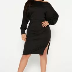 Fashion Nova Madeline Midi Dress - Black