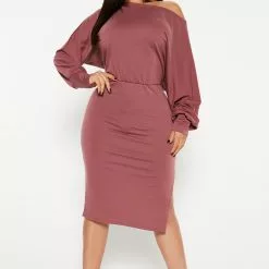 Fashion Nova Madeline Midi Dress - Mauve