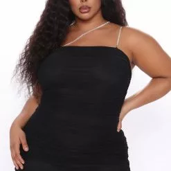 Fashion Nova Center Of The Party Ruched Mini Dress - Black -Fashion Nova Dresses Shop 10 09 20Studio3 RM SD 14 00 21 69 73204 Black 0641 PLUS EH