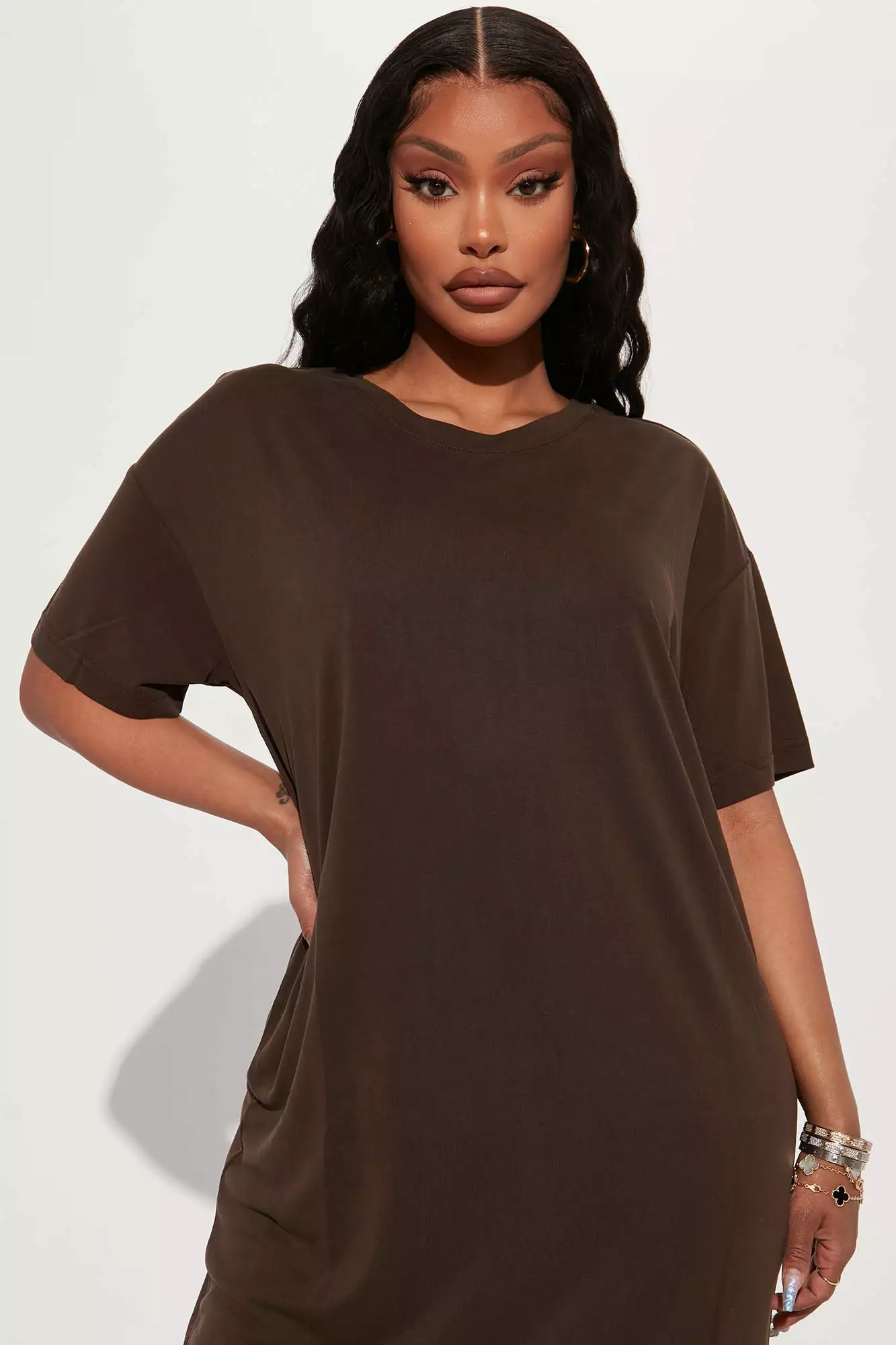Fashion Nova Raina T-Shirt Dress - Chocolate 4 Fashion Nova Raina T-Shirt Dress - Chocolate - Image 2