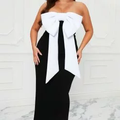 Fashion Nova Big Bow Energy Maxi Dress - Black/White -Fashion Nova Dresses Shop 10 10 22Studio7 KJ AC 10 14 35 10 DR2587 BlackWhite 8361 PLUS PB