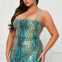 Fashion Nova Raise A Glass Sequin Maxi Dress - Jade/Combo -Fashion Nova Dresses Shop 10 10 22Studio7 KJ AC 13 13 51 44 PD72708NFN JadeCombo 8758 PLUS SG