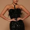 Fashion Nova Rylie Sequin Feather Halter Mini Dress - Black -Fashion Nova Dresses Shop 10 10 22Studio7 ME KP 10 16 27 5 BCCDQ43942 Black 0007 EH