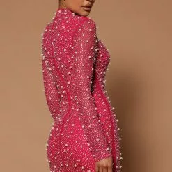 Fashion Nova Shayla Pearl Embellished Mini Dress - Pink -Fashion Nova Dresses Shop 10 10 22Studio7 ME KP 10 33 36 8 A82933 Pink 0058 EH