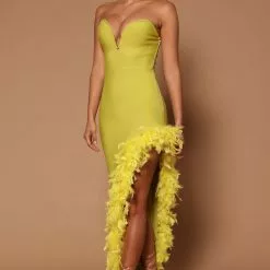 Fashion Nova Jacqueline Bandage Maxi Dress - Chartreuse