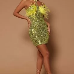 Fashion Nova Rylie Sequin Feather Halter Mini Dress - Chartreuse -Fashion Nova Dresses Shop 10 10 22Studio7 ME KP 10 42 17 10 BCCDQ43942 Chartreuse 0082 EH
