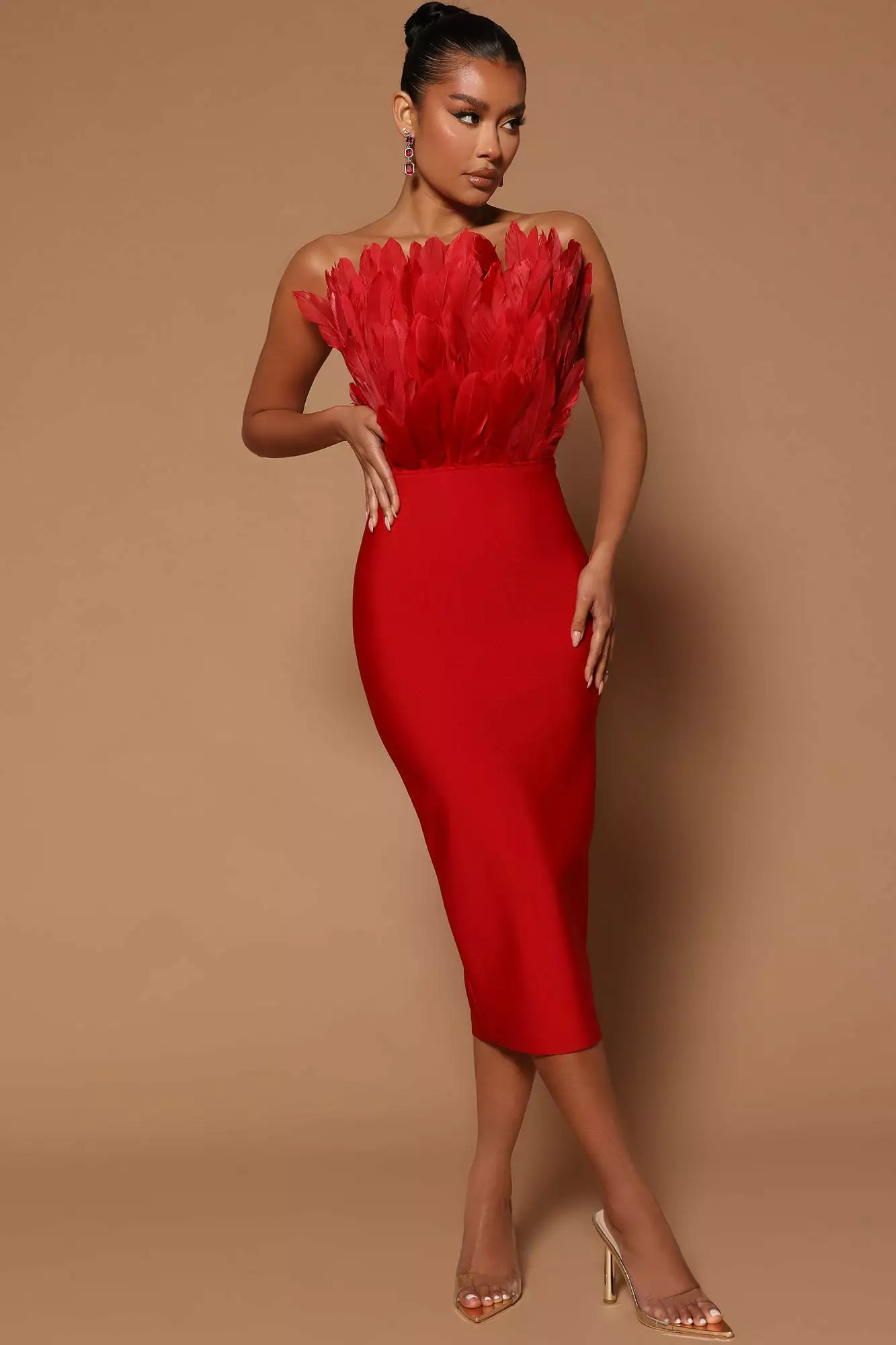 Fashion Nova Marianna Bandage Midi Dress - Red 3 Fashion Nova Marianna Bandage Midi Dress - Red