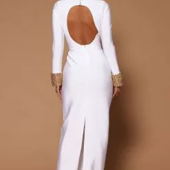Fashion Nova Cleo Embellished Maxi Dress - White/Gold -Fashion Nova Dresses Shop 10 10 22Studio7 ME KP 11 20 52 17 BD334 WhiteGold 0210 ES