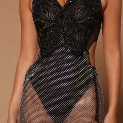 Fashion Nova Butterfly Kisses Rhinestone Maxi Dress - Black -Fashion Nova Dresses Shop 10 10 22Studio7 ME KP 14 38 24 50 GW22C1227 Black 0752 ES