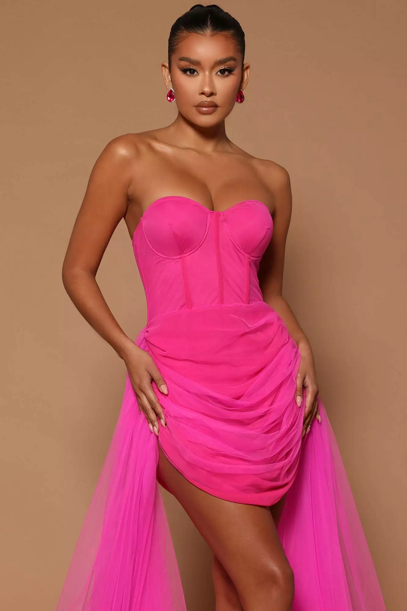 Fashion Nova Nora Strapless Tulle Gown - Pink - Image 6