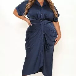 Fashion Nova Stuck In The City Satin Midi Dress - Navy -Fashion Nova Dresses Shop 10 11 21Studio2 RT MJ 11 49 31 31 MD2628 Navy 0107 PLUS KL