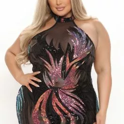 Fashion Nova Rare Find Sequin Maxi Dress - Black/Rose Gold -Fashion Nova Dresses Shop 10 11 21Studio3 ME KP 14 32 39 50 BCCDQ31415 BlackRoseGold 1563 PLUS PB