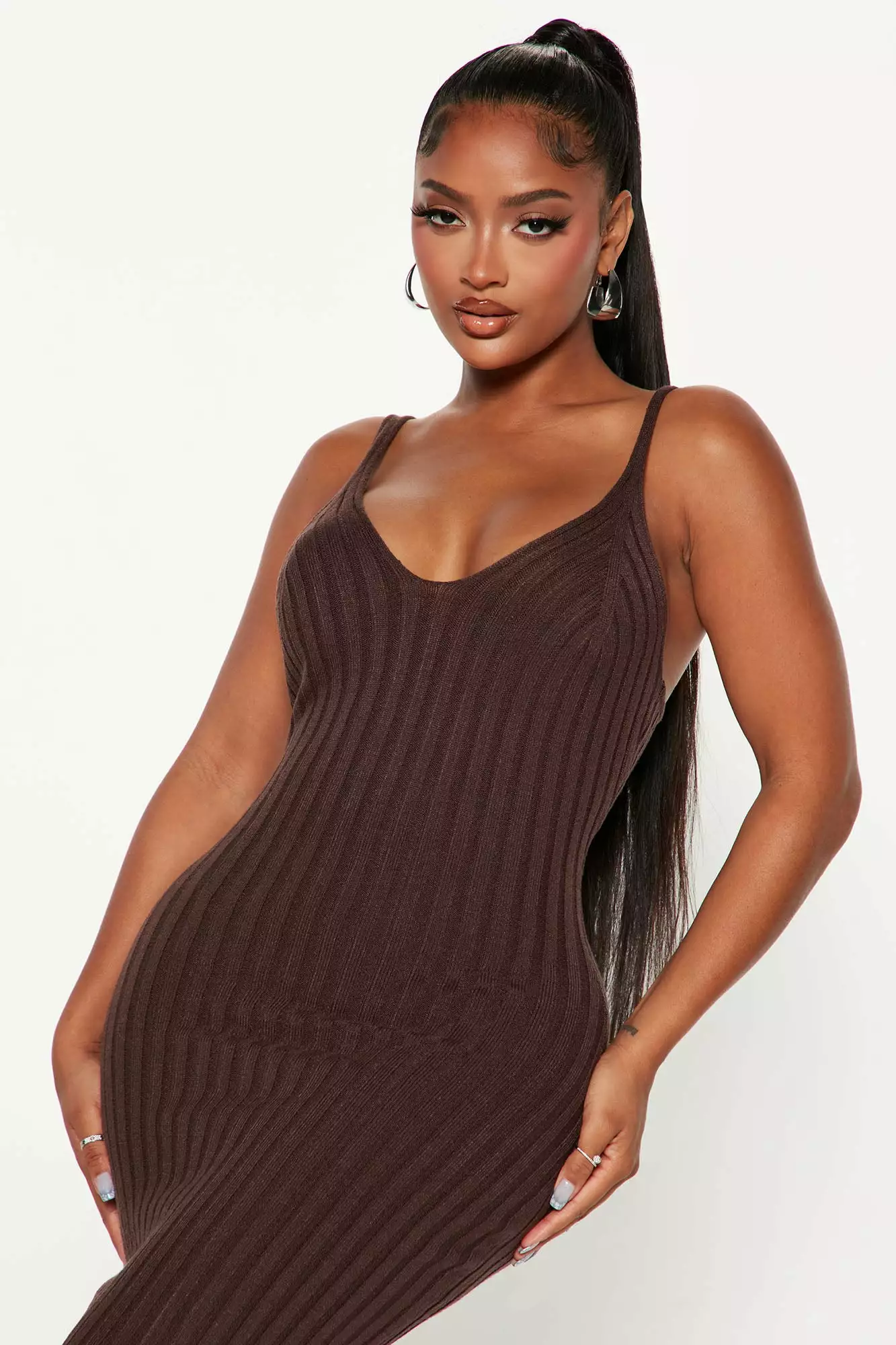Fashion Nova Litzel Sweater Midi Dress - Chocolate 4 Fashion Nova Litzel Sweater Midi Dress - Chocolate - Image 2
