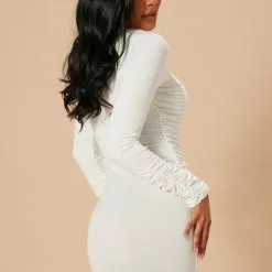Fashion Nova Take Your Man Ruched Dress - White -Fashion Nova Dresses Shop 10 12 22Studio7 SN MR 11 53 41 14 JD41968L White 9527 JB