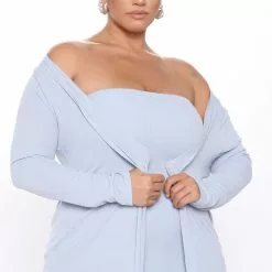 Fashion Nova Satisfied Ribbed Maxi Dress Set - Blue -Fashion Nova Dresses Shop 10 13 20Studio3 RM TB 10 59 56 19 ST30001TD Blue 0674 PLUS JK