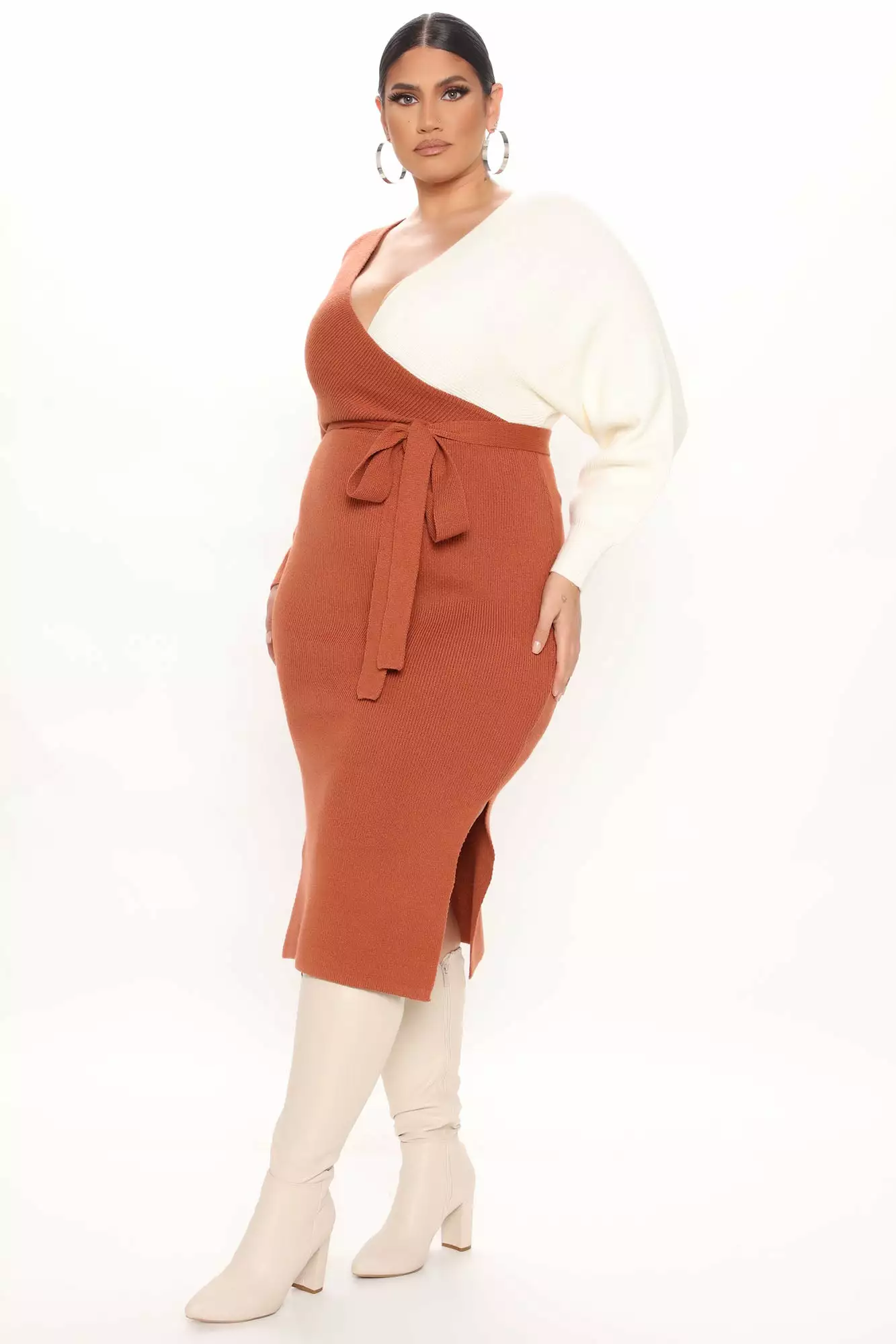 Fashion Nova Mona Colorblock Sweater Midi Dress - Rust/combo 10 Fashion Nova Mona Colorblock Sweater Midi Dress - Rust/combo - Image 8