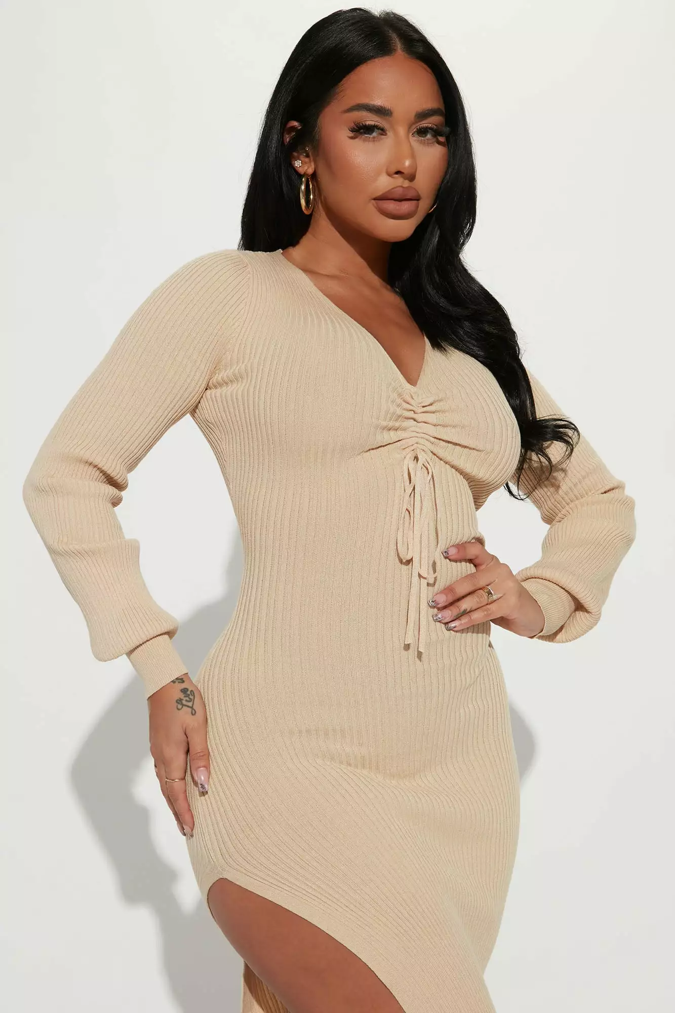 Fashion Nova Erica Sweater Midi Dress - Sand 4 Fashion Nova Erica Sweater Midi Dress - Sand - Image 2