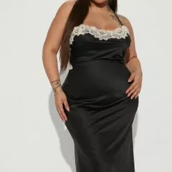 Fashion Nova Meadow Satin Midi Dress - Black -Fashion Nova Dresses Shop 10 14 22Studio2 KS AR 11 14 12 23 JD40142 Black 1218 PLUS PB