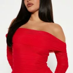 Fashion Nova Ready In A Ruched Off Shoulder Midi Dress - Red 11 Fashion Nova Ready In A Ruched Off Shoulder Midi Dress - Red -Fashion Nova Dresses Shop 10 14 22Studio4 MS IM 13 38 17 22 72844 Red R 2829 SG