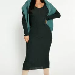 Fashion Nova Kallan Knit Dress - Hunter Green